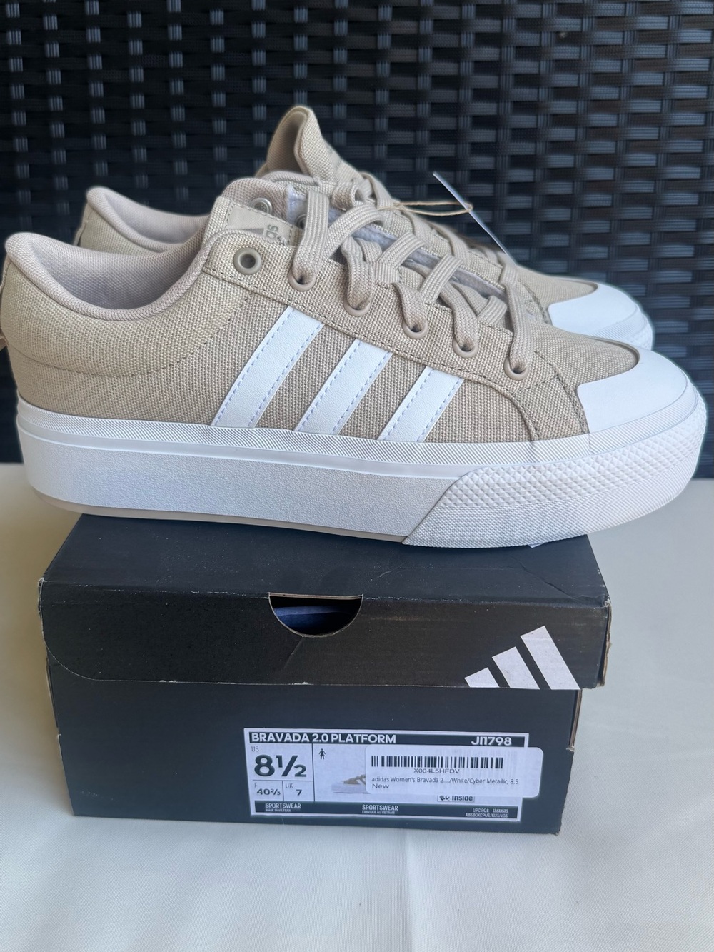 adidas Beige & White Platform Sneakers